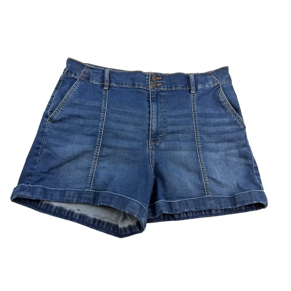Wonderly High Rise Denim Shorts Womens Size 14 Blue Stretch Jean 4